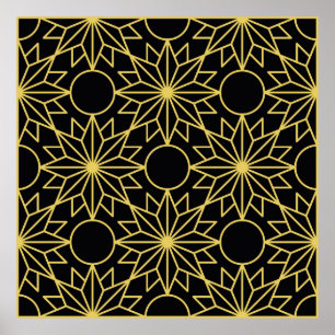 Geometric seamless mönster med stilized golden wi poster