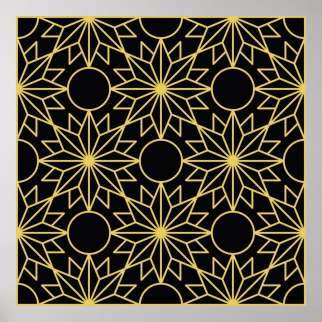 Geometric seamless mönster med stilized golden wi poster (Framsidan)