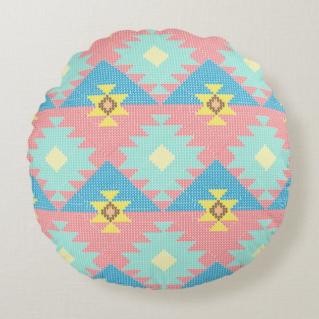 Geometric seamless pattern design,  home decor ide rund kudde (Framsidan)