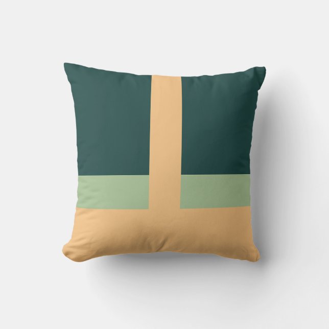 Geometric Shapes Abstrakt Art Grönt Apricot Färg Kudde (Framsida)