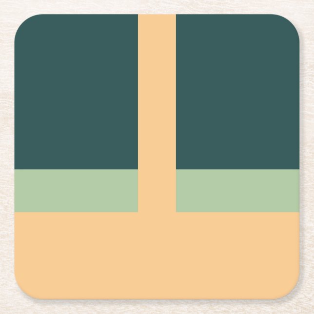 Geometric Shapes Abstrakt Art Grönt Apricot Färg Underlägg Papper Kvadrat (Framsidan)