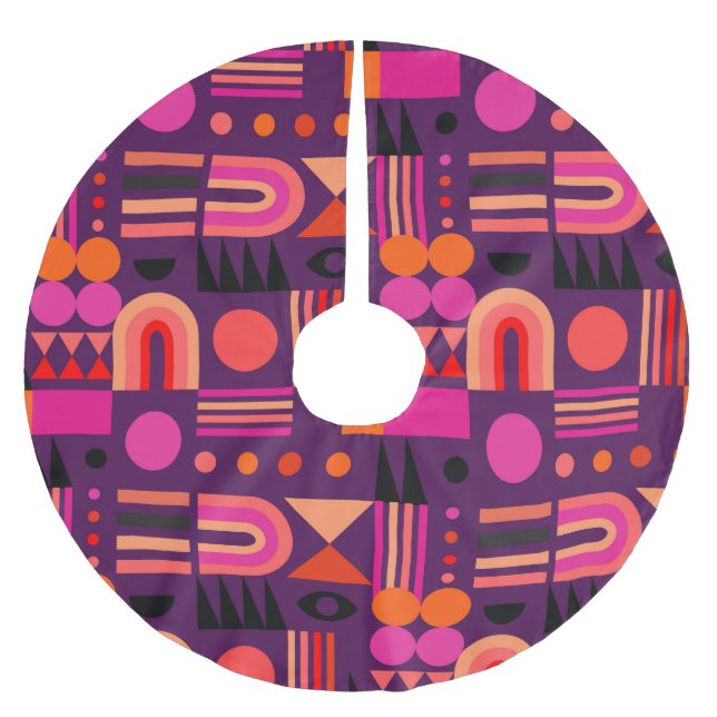 Geometric Shapes Abstrakt Seamless Mönster. Julgransmatta Borstad Polyester (Framsidan)