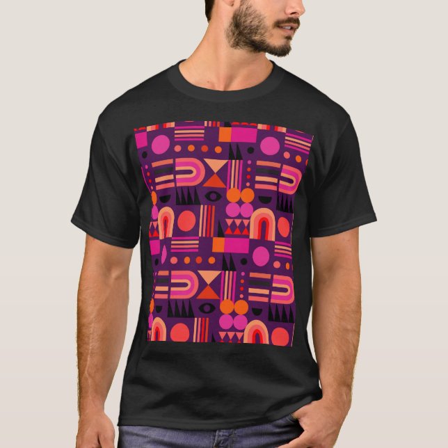 Geometric Shapes Abstrakt Seamless Mönster. T Shirt (Framsida)