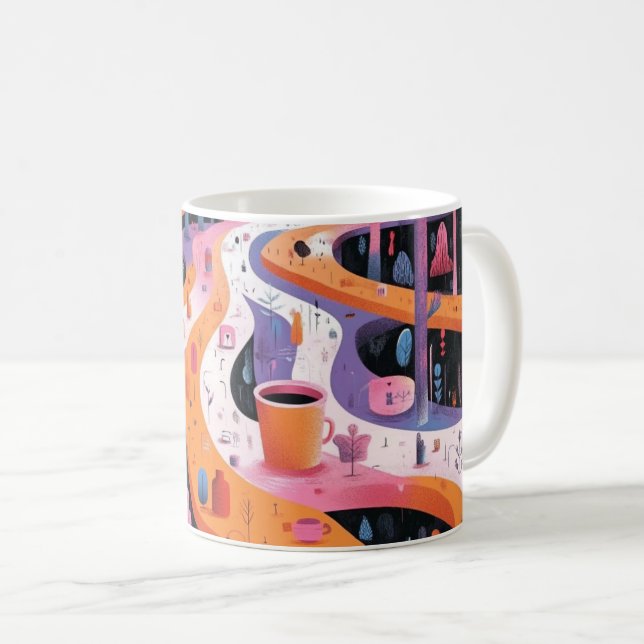 Geometric Shapes and Vibrant Colors Wall Art Print Kaffemugg (Framsida höger)