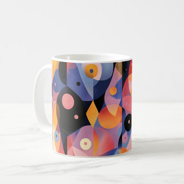 Geometric Shapes and Vibrant Colors Wall Art Print Kaffemugg (Framsida vänster)