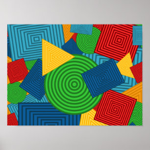 Geometric Shapes Collage (Ljusa färger) Poster