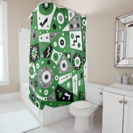 Geometric Shower Curtain för solid Grönt