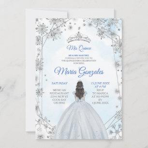 Geometric Silver Blue jul Quinceanera Inbjudan