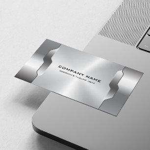 Geometric Silver Grått Metallic Struktur Visitkort