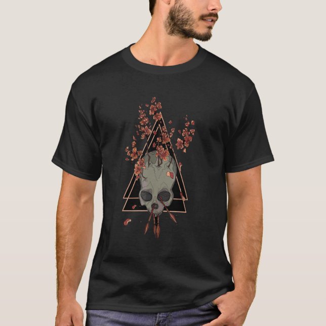 Geometric Skull Pilars Mörk Gothic Art T Shirt (Framsida)