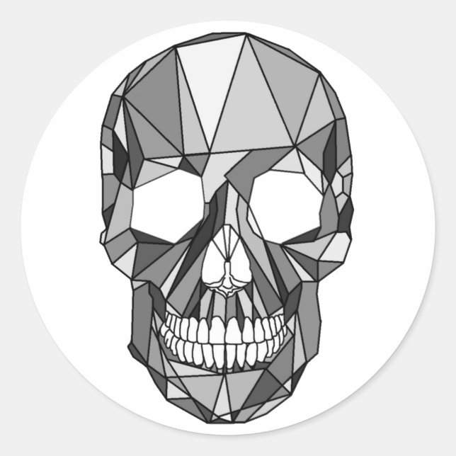 Geometric Skull Sticker Runt Klistermärke (Framsida)