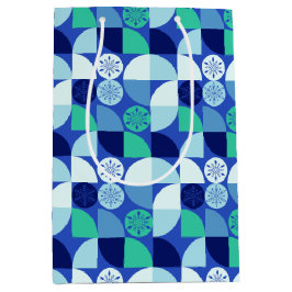 Geometric Snöflingor - Blue Background - Gift Bag