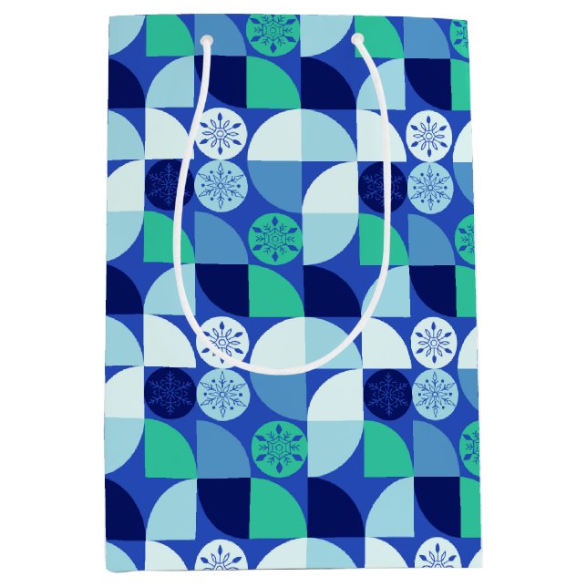 Geometric Snöflingor - Blue Background - Gift Bag (Framsidan)