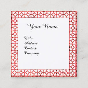 GEOMETRIC SNÖRE RED RUBY GEM STONE MONOGRAM White Fyrkantigt Visitkort