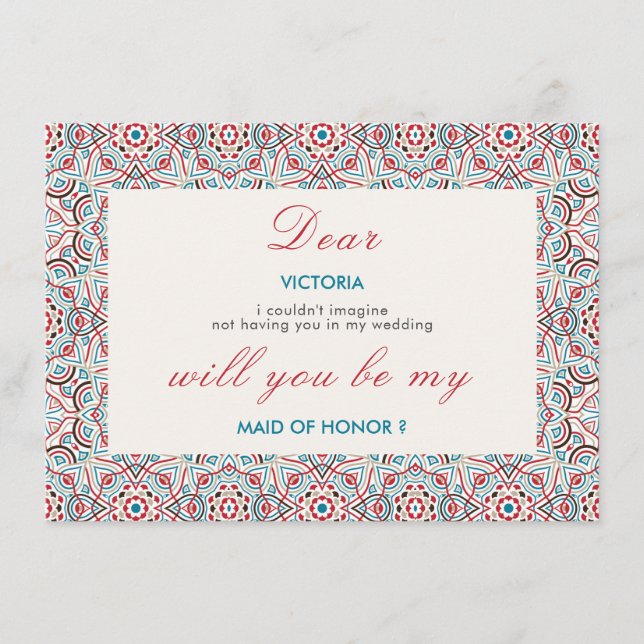 Geometric Sparkles Metallic Bridesmaid Card Meny (Framsida)