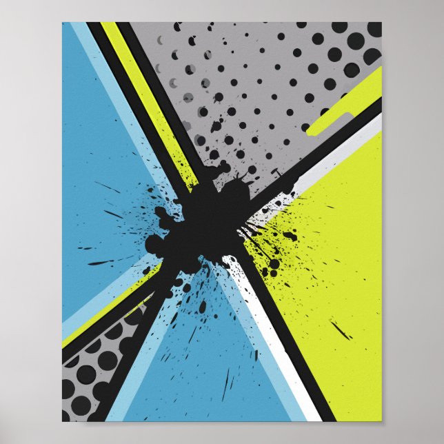 Geometric Splash with Halftone Dots Poster (Framsidan)