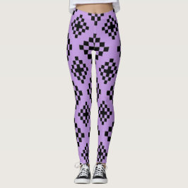 Geometric Square Mönster Mosaic Black and Gult Leggings
