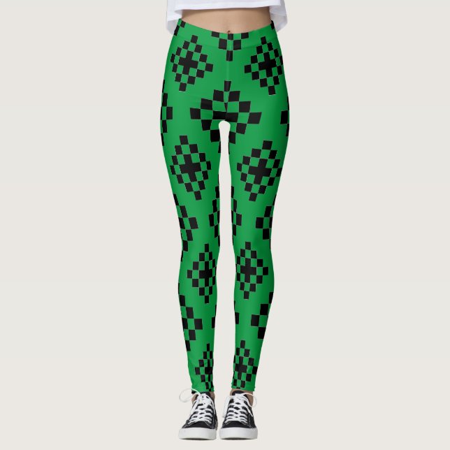 Geometric Square Mönster Mosaic Leggings (Framsida)