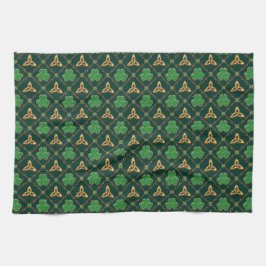 Geometric St patricks day Celtic Triskele Shamrock Kökshandduk