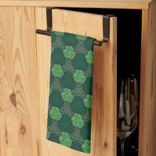Geometric St patricks day Celtic Triskele Shamrock Kökshandduk