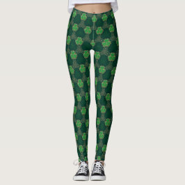 Geometric St patricks day Celtic Triskele Shamrock Leggings