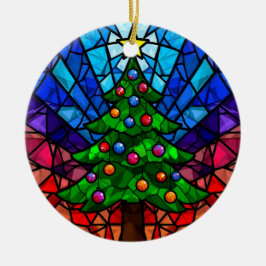 Geometric Stained Glass Christmas Tree Julgransprydnad Keramik