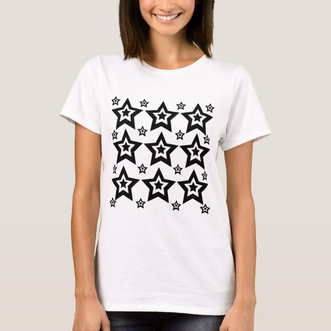 Geometric Star Black and White Geometric Star T Shirt (Framsida)