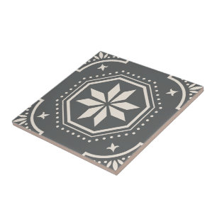 Geometric Star Mönster Decorative Black White Kakelplatta