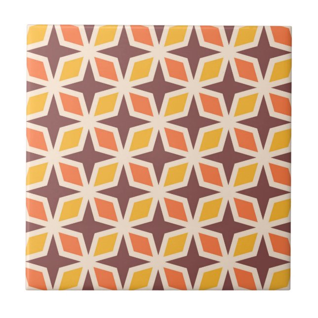 Geometric Star Mönster i mitten av Modet Kakelplatta (Framsidan)