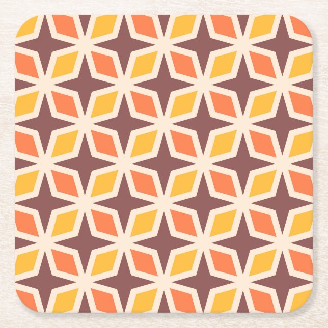 Geometric Star Mönster i mitten av Modet Underlägg Papper Kvadrat (Framsidan)