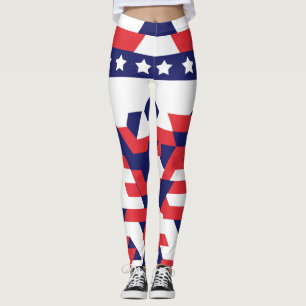 Geometric Star Mönster Leggings för 4 juli