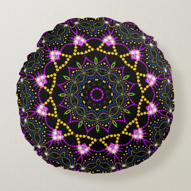 Geometric Star Night Princess Rund Kudde (Framsidan)