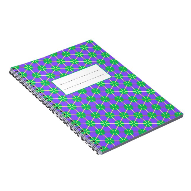 Geometric Starburst in Purple, Green and Yellow Anteckningsbok (Högra Sidan)