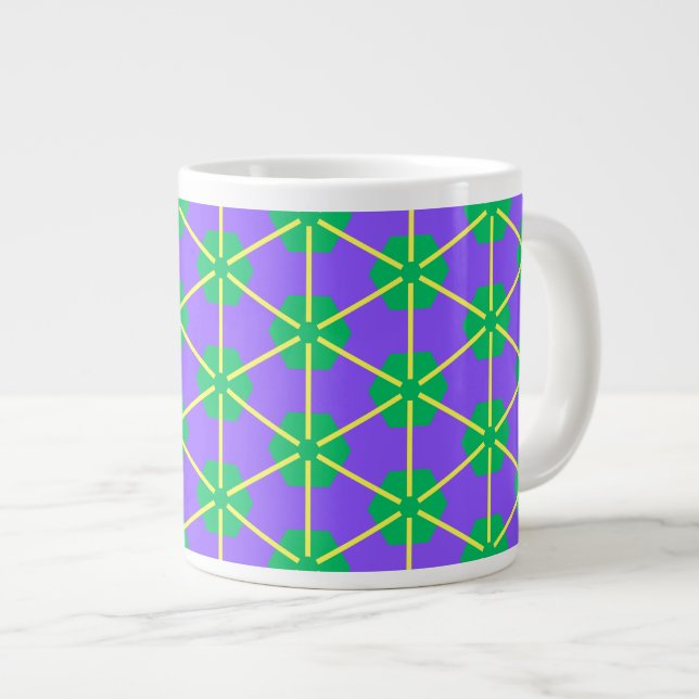 Geometric Starburst in Purple, Green and Yellow Jumbo Mugg (Framsida höger)