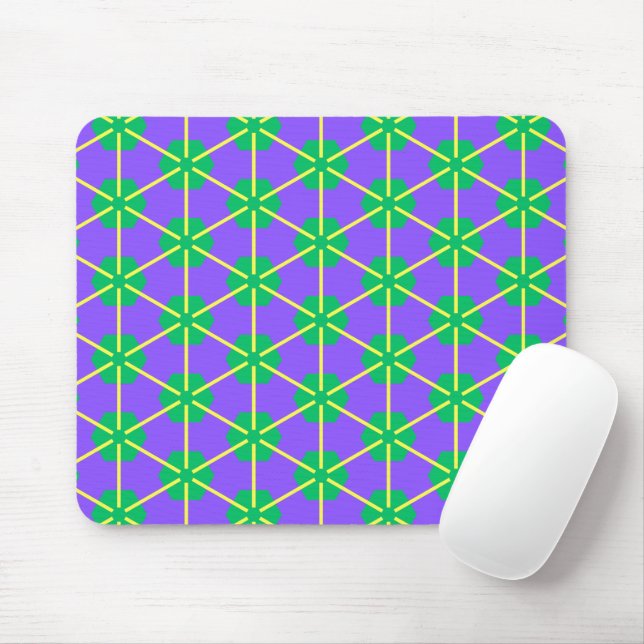 Geometric Starburst in Purple, Green and Yellow Musmatta (Med mus)