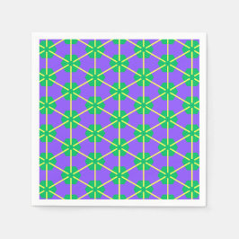Geometric Starburst in Purple, Green and Yellow Pappersservett