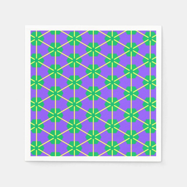 Geometric Starburst in Purple, Green and Yellow Pappersservett (Framsidan)