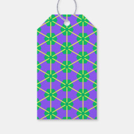 Geometric Starburst in Purple, Green and Yellow Presentetikett