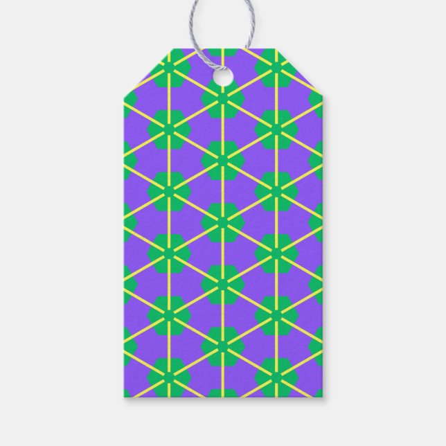 Geometric Starburst in Purple, Green and Yellow Presentetikett (Framsidan)