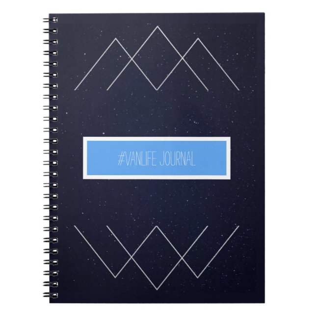 Geometric Starry Mountains #Vanlife Journal Anteckningsbok (Framsidan)