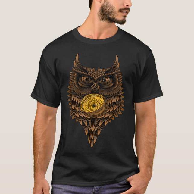 Geometric Steampunk uggla konstnärligt visuell arg T Shirt (Framsida)
