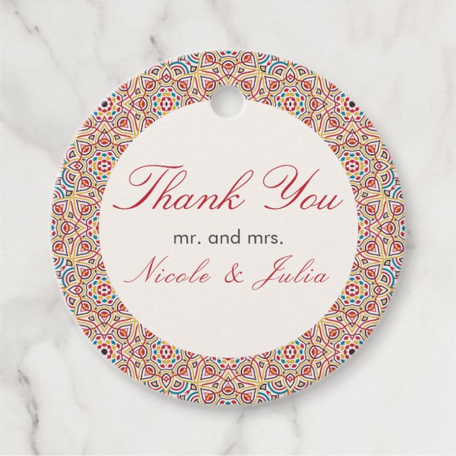 Geometric Stil Sparkles kopparmetallic Bröllop Gåvor Etiketter (Framsida)