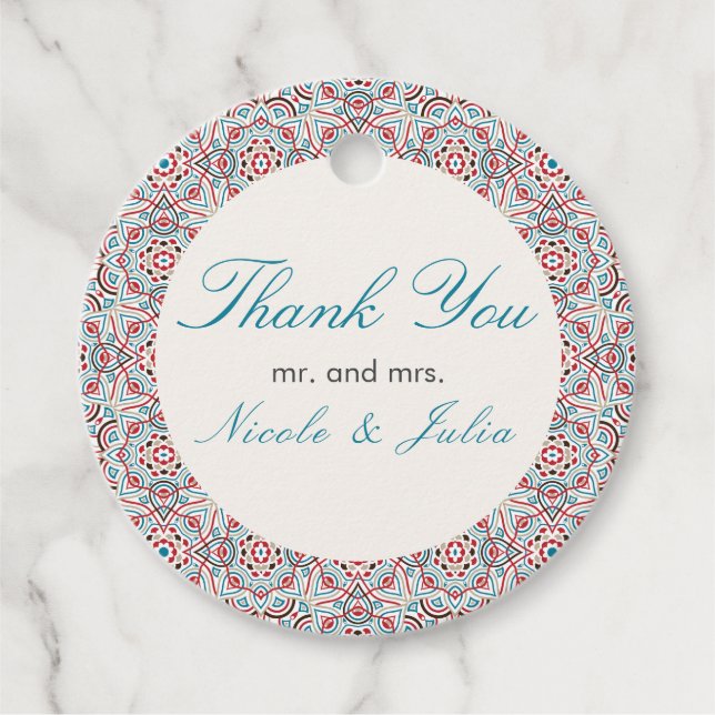 Geometric Stil Sparkles kopparmetallic Bröllop Gåvor Etiketter (Framsida)