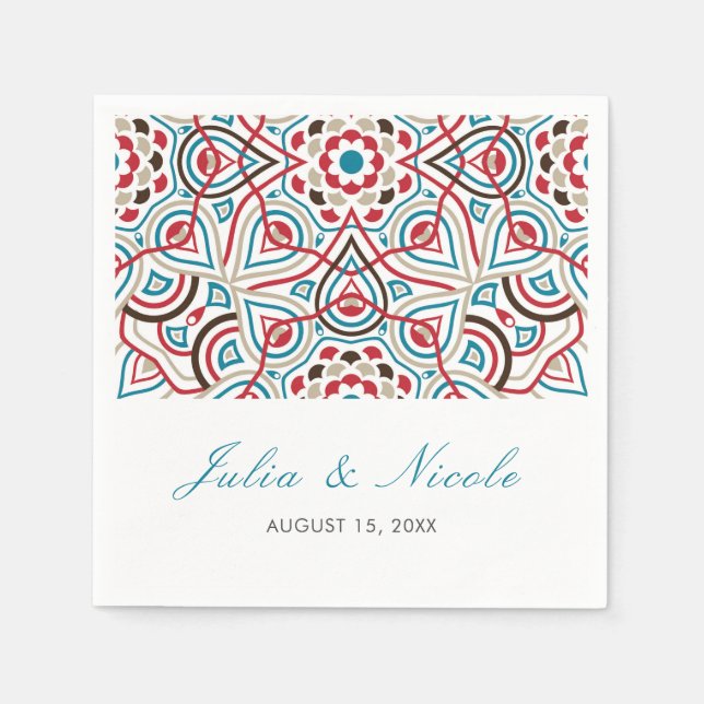 Geometric Stil Sparkles kopparmetallic Bröllop Pappersservett (Framsidan)