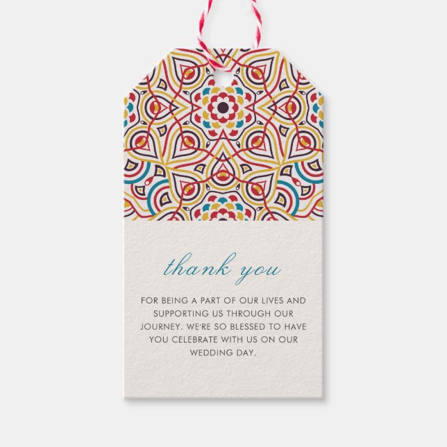 Geometric Stil Sparkles kopparmetallic Bröllop Presentetikett (Framsidan)