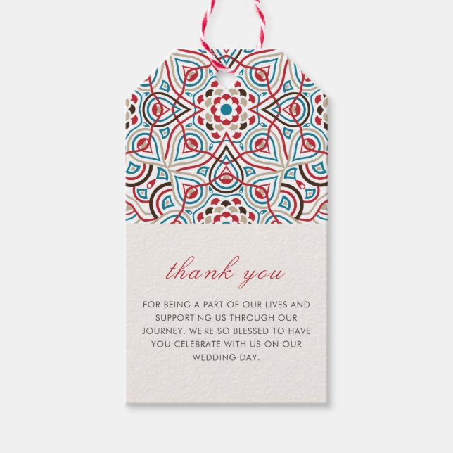 Geometric Stil Sparkles kopparmetallic Bröllop Presentetikett (Framsidan)