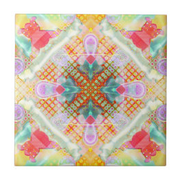 Geometric Sugar and Spice Kaleidoscope Tile Kakelplatta