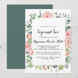 Geometric Summer Breeze Blommigt Sip and See Inbjudningar