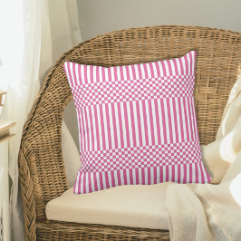Geometric Summer Rosa & White Rand & Checker Kudde