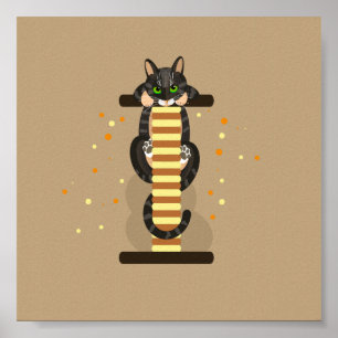 Geometric tabby katt illustration poster